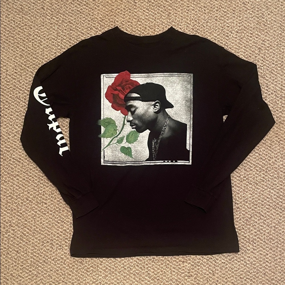Black Long Sleeve Shirt with Graphic Design